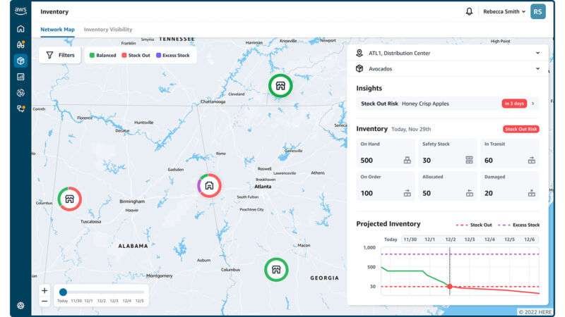 AWS Supply Chain Real-Time Visual Map